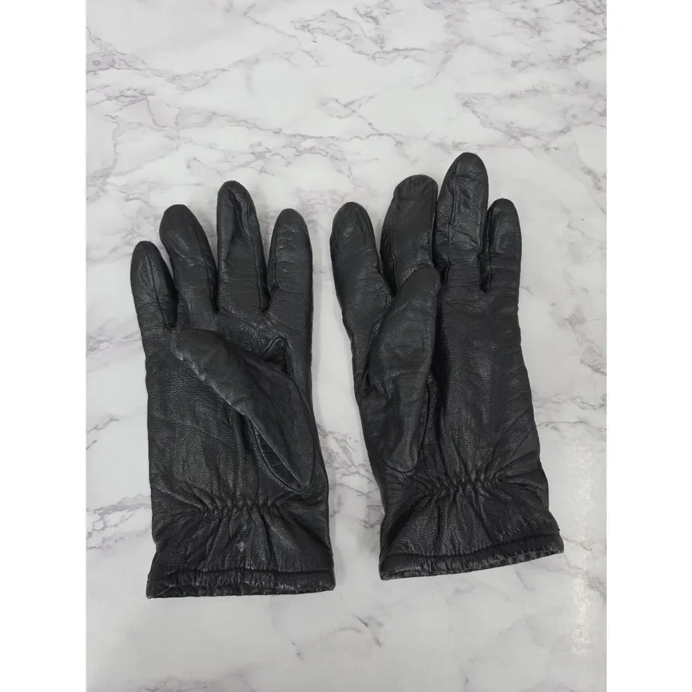 Fownes Short Black Leather Driving Gloves